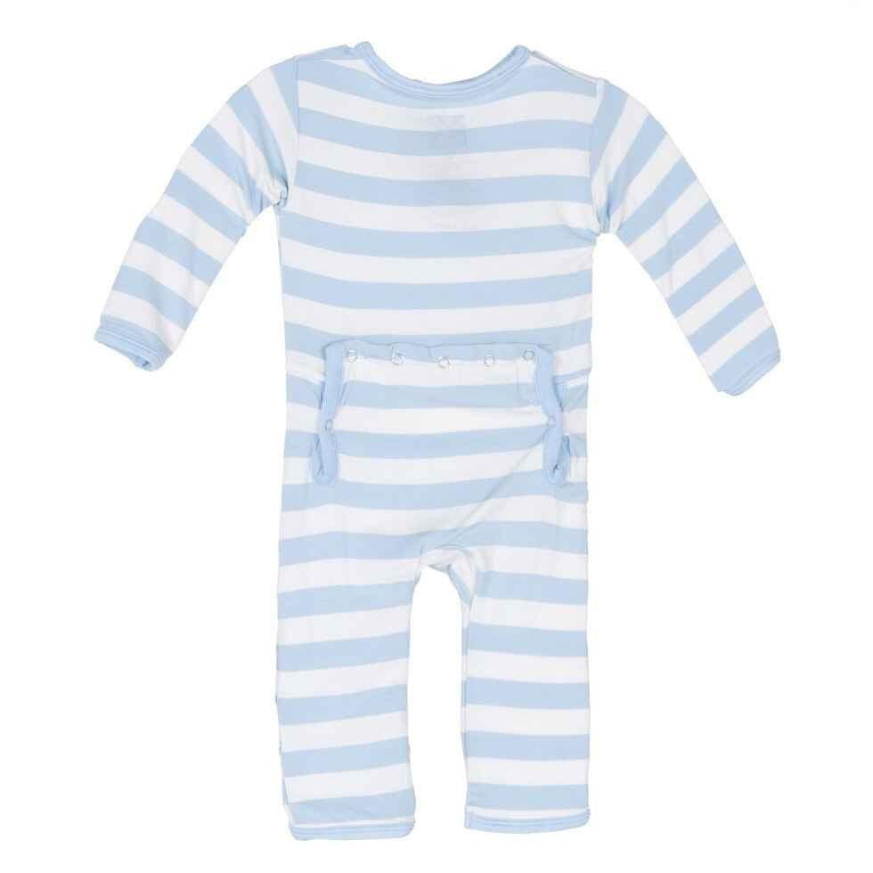 Essentials Boys Bamboo Coverall with Snaps, Pond Stripe - Image 6