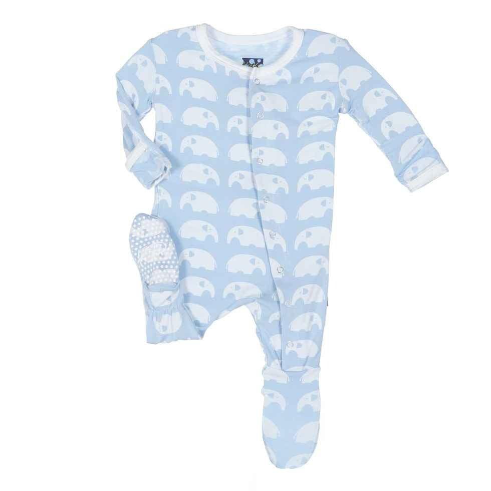 Essentials Boys Bamboo Footie with Snaps, Pond Elephant - Image 4